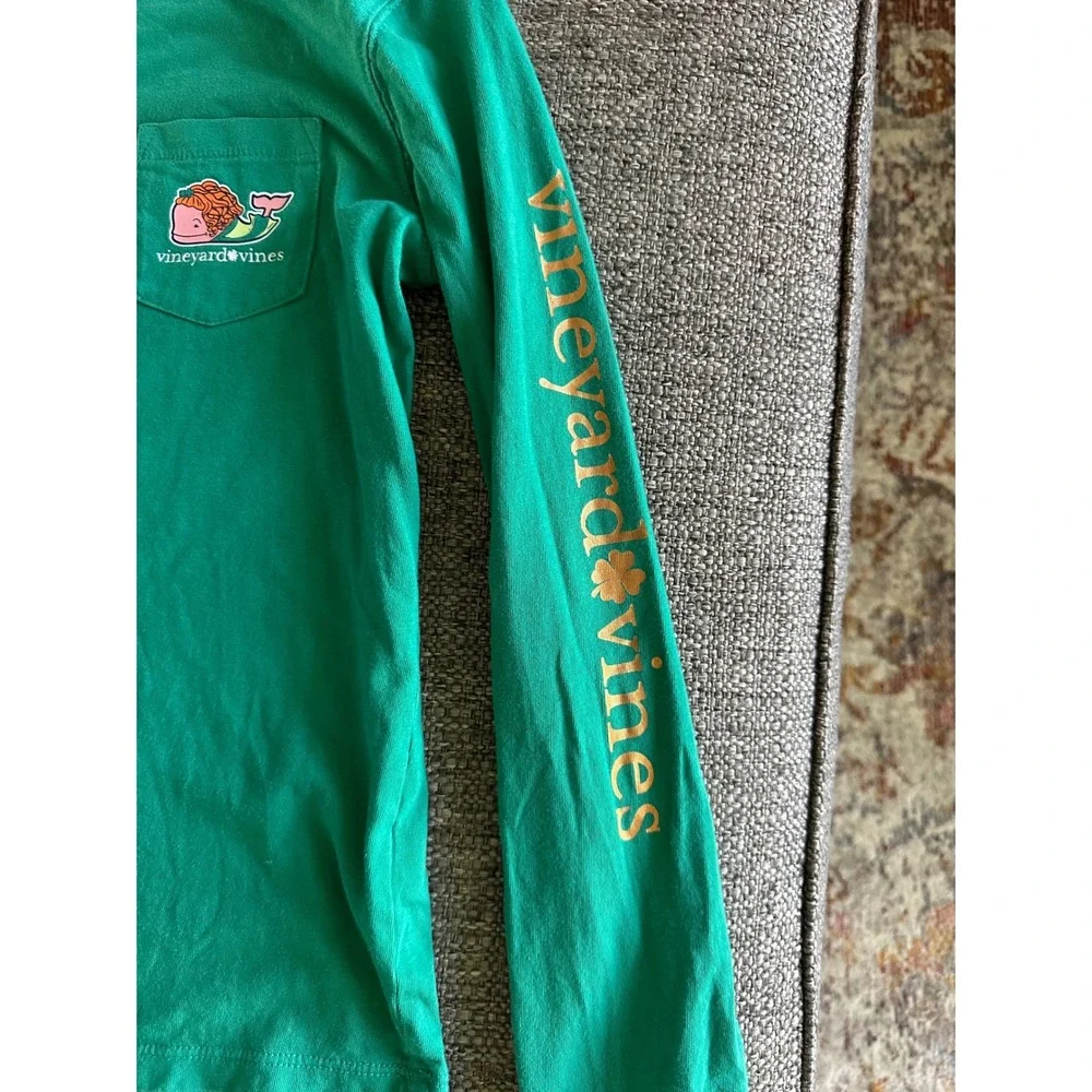 Vineyard Vines Kids Green St Patricks Day Long Sleeve Pocket TShirt Size M 10-12